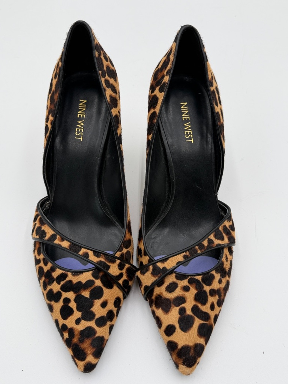 NINE WEST sz9 Calf Hair On Leopard Print Pump Heels - Picture 9 of 14